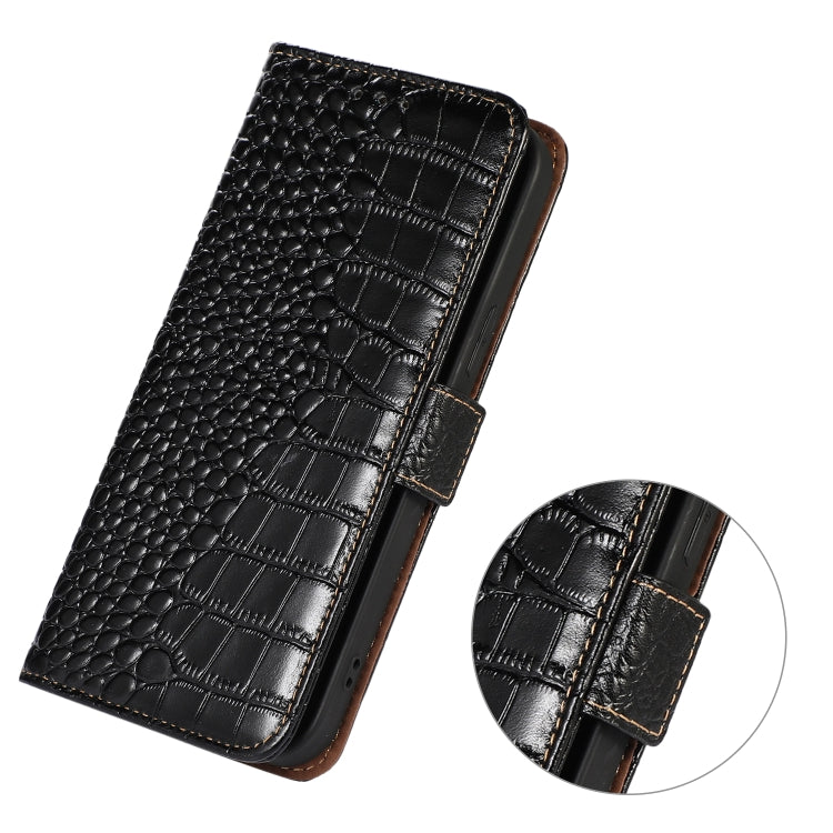 For OnePlus Ace 2 Pro Crocodile Top Layer Cowhide Leather Phone Case(Black)