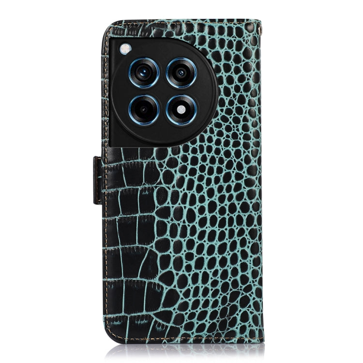 For OnePlus Ace 3 / 12R Crocodile Top Layer Cowhide Leather Phone Case(Green)
