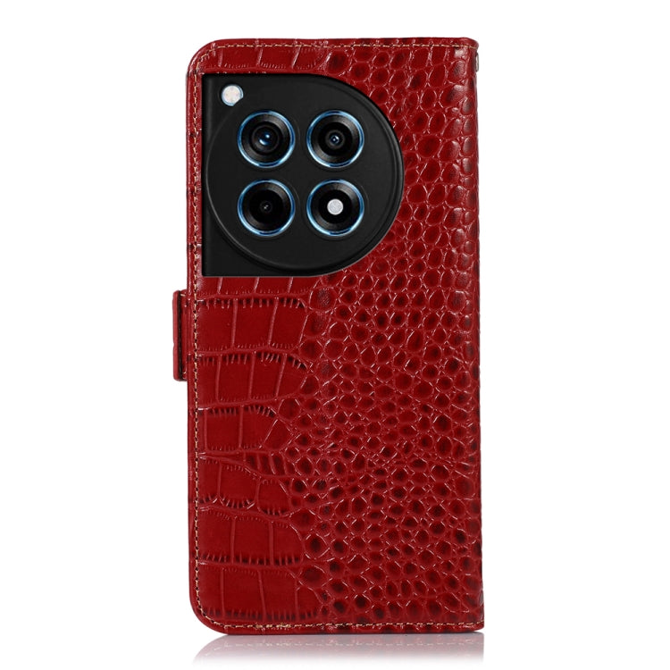 For OnePlus Ace 3 / 12R Crocodile Top Layer Cowhide Leather Phone Case(Red)