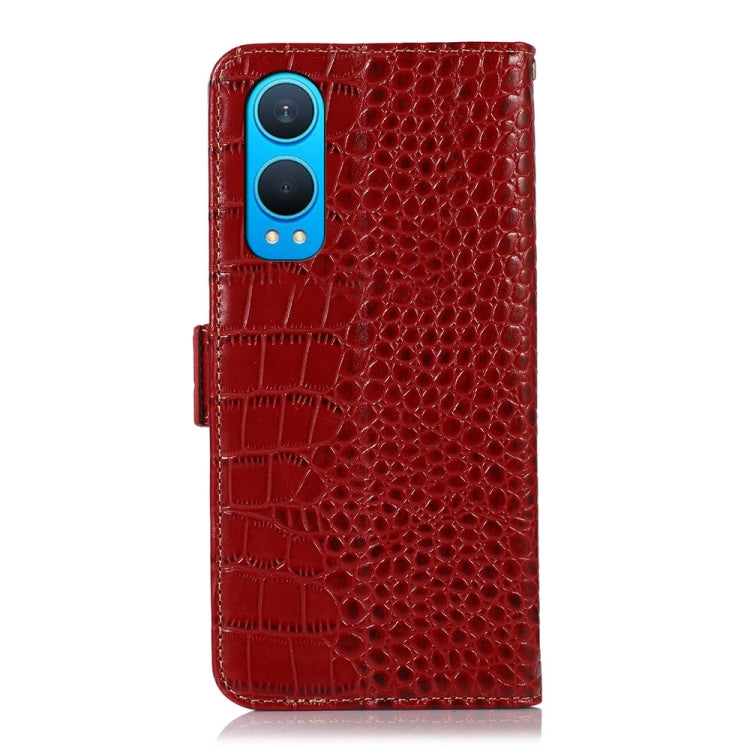 For OnePlus Nord CE4 Lite Crocodile Top Layer Cowhide Leather Phone Case(Red)