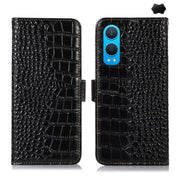 For OnePlus Nord CE4 Lite Crocodile Top Layer Cowhide Leather Phone Case(Black)