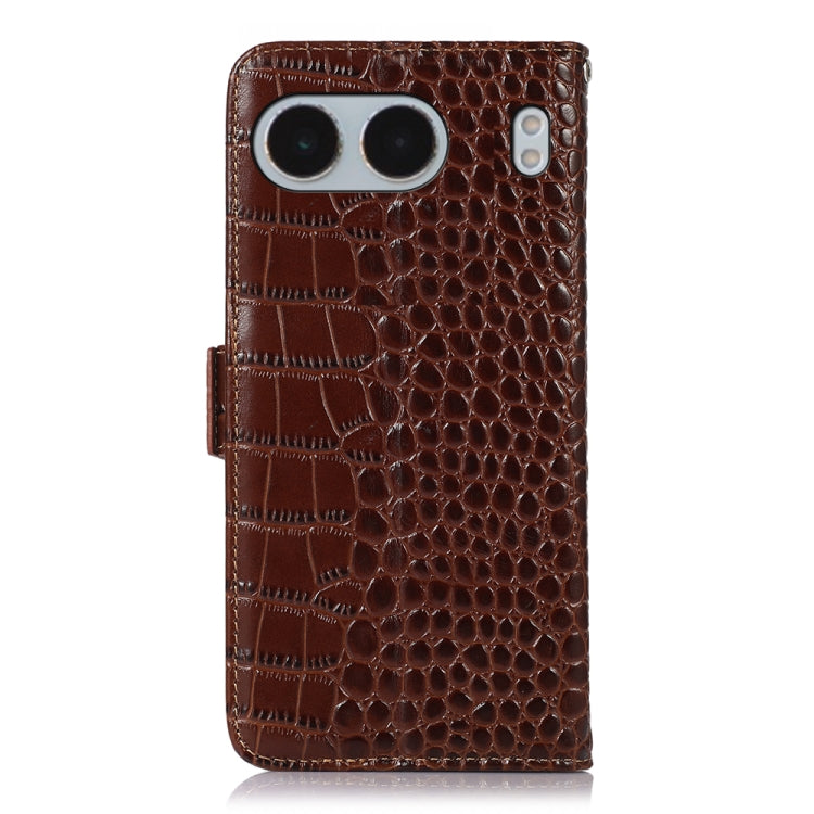For OnePlus Nord 4 Crocodile Top Layer Cowhide Leather Phone Case(Brown)
