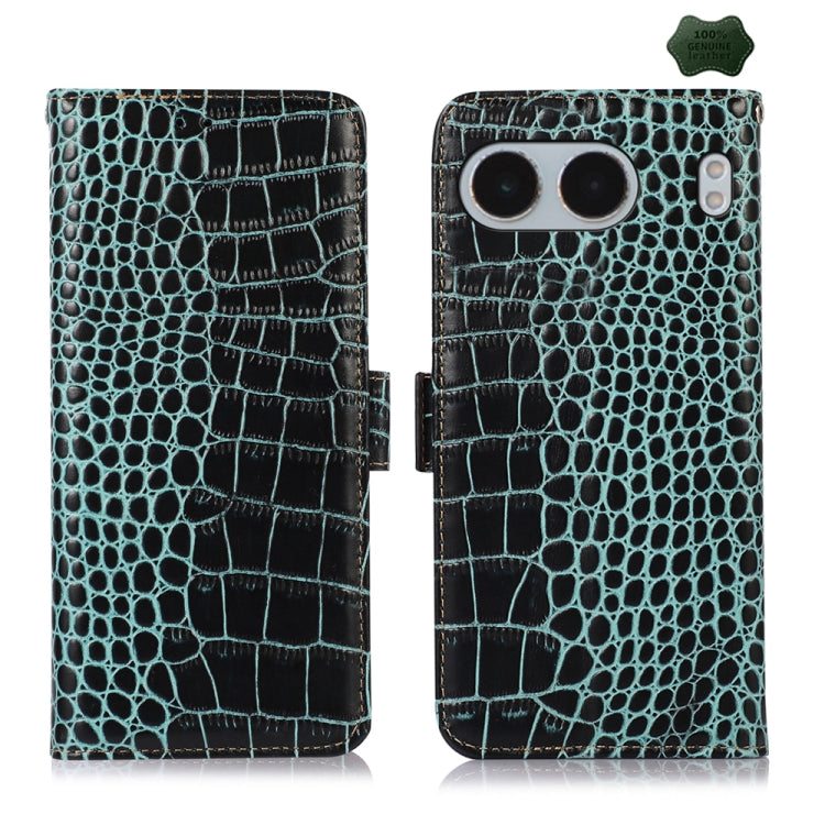 For OnePlus Nord 4 Crocodile Top Layer Cowhide Leather Phone Case(Green)
