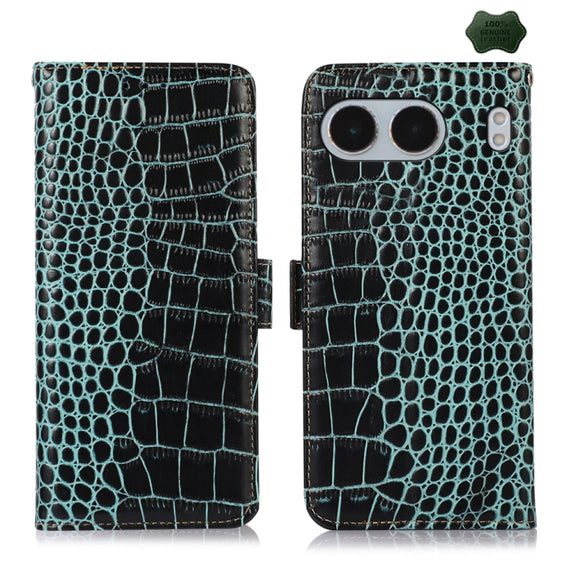 For OnePlus Nord 4 Crocodile Top Layer Cowhide Leather Phone Case(Green)