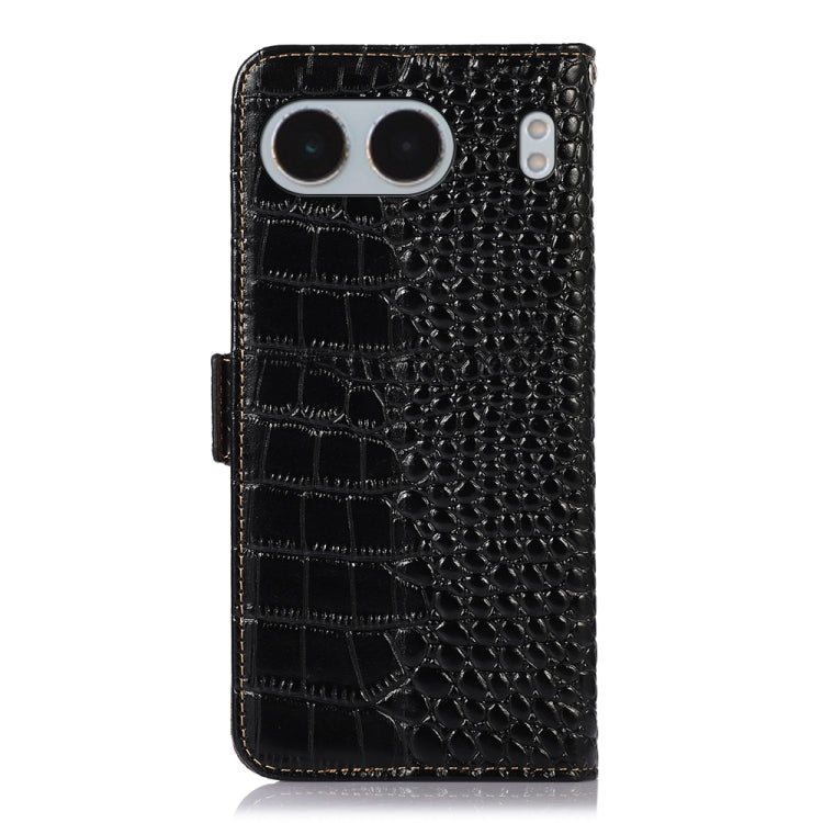 For OnePlus Nord 4 Crocodile Top Layer Cowhide Leather Phone Case(Black)