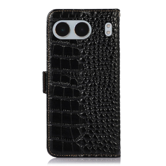 For OnePlus Nord 4 Crocodile Top Layer Cowhide Leather Phone Case(Black)