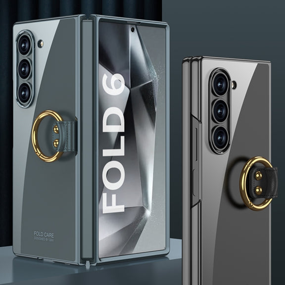 For Samsung Galaxy Z Fold6 GKK Electroplating Phone Case with Ring(Transparent)