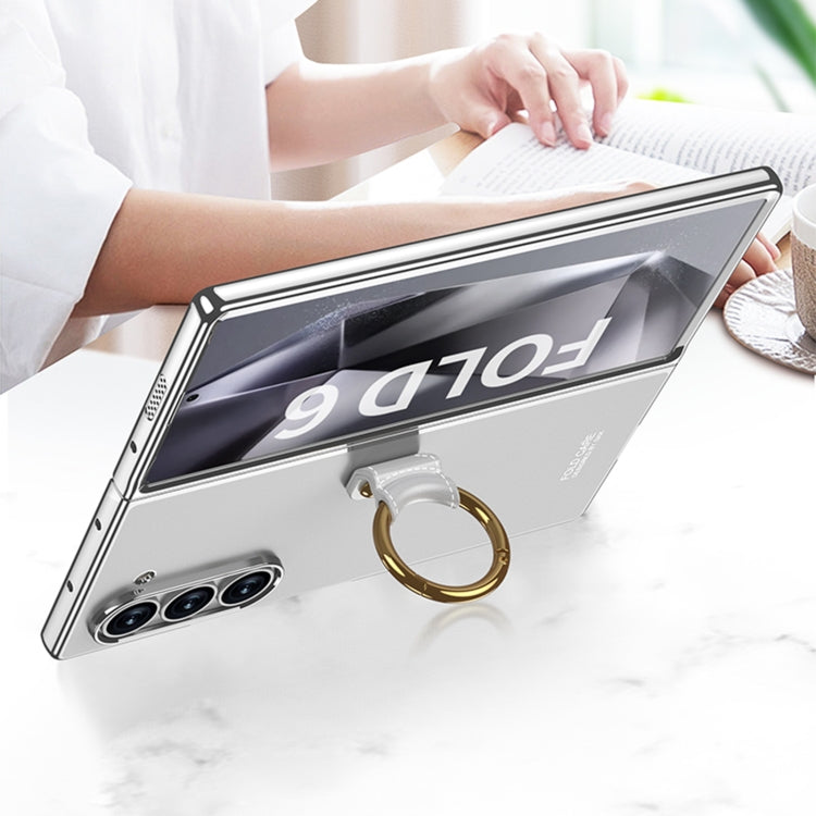 For Samsung Galaxy Z Fold6 GKK Electroplating Phone Case with Ring(Transparent)