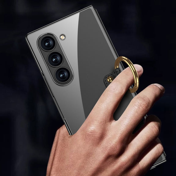 For Samsung Galaxy Z Fold6 GKK Electroplating Phone Case with Ring(Transparent)