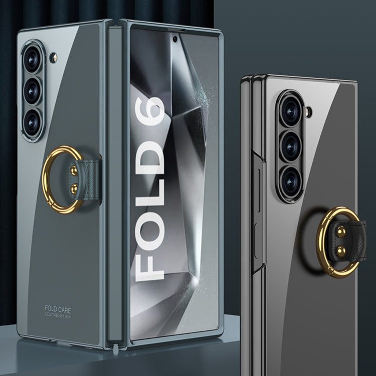 For Samsung Galaxy Z Fold6 GKK Electroplating Phone Case with Ring(Black)