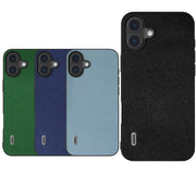 For iPhone 16 Plus ABEEL Black Edge Genuine Leather Mino Phone Case(Royal Blue)