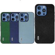 For iPhone 16 Pro ABEEL Black Edge Genuine Leather Mino Phone Case(Black)