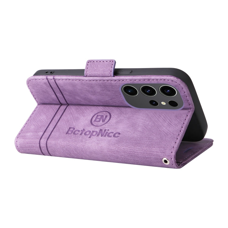 For Samsung Galaxy S24 Ultra BETOPNICE Dual-side Buckle Leather Phone Case(Purple)