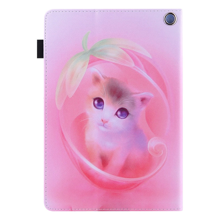 For Amazon Fire Max 11 2023 Colored Drawing Leather Smart Tablet Case(Pink Cat)