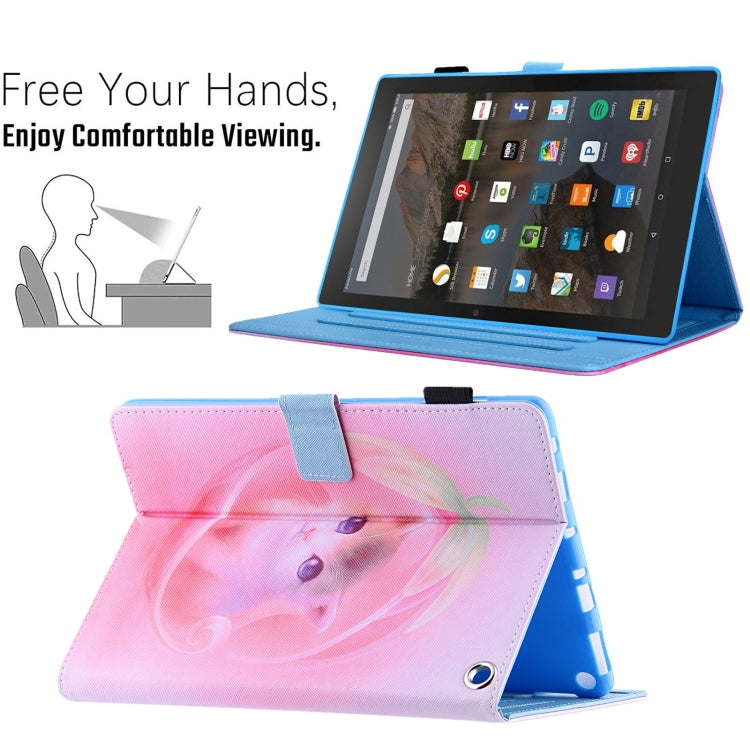 For Amazon Fire Max 11 2023 Colored Drawing Leather Smart Tablet Case(Pink Cat)