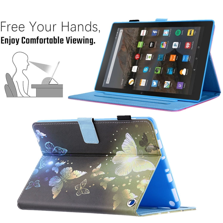 For Amazon Fire Max 11 2023 Colored Drawing Leather Smart Tablet Case(Gold Butterflies)