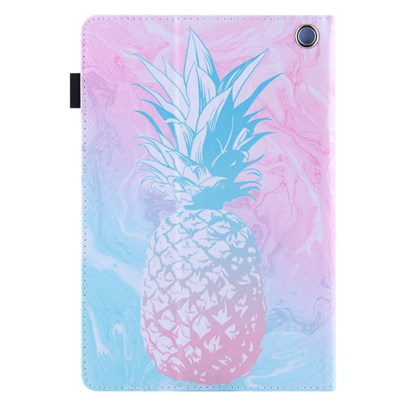 For Amazon Fire Max 11 2023 Colored Drawing Leather Smart Tablet Case(Blue Pink Pineapple)