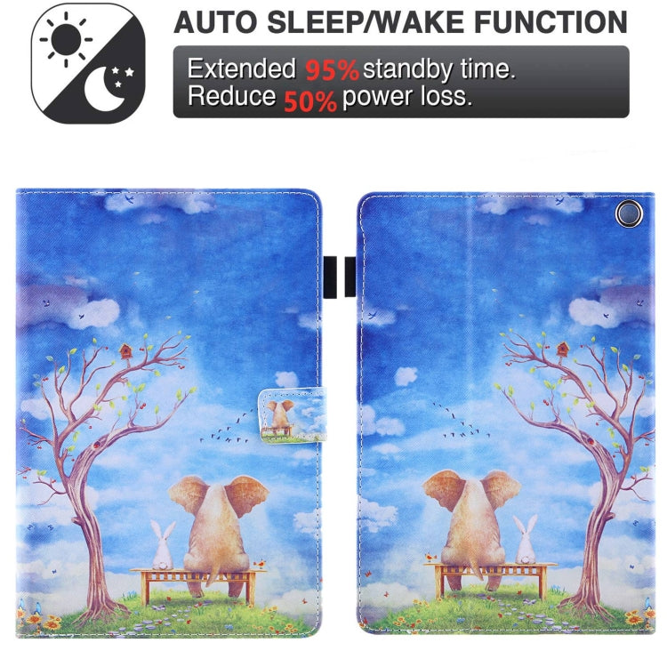 For Amazon Fire Max 11 2023 Colored Drawing Leather Smart Tablet Case(Elephant Rabbit)