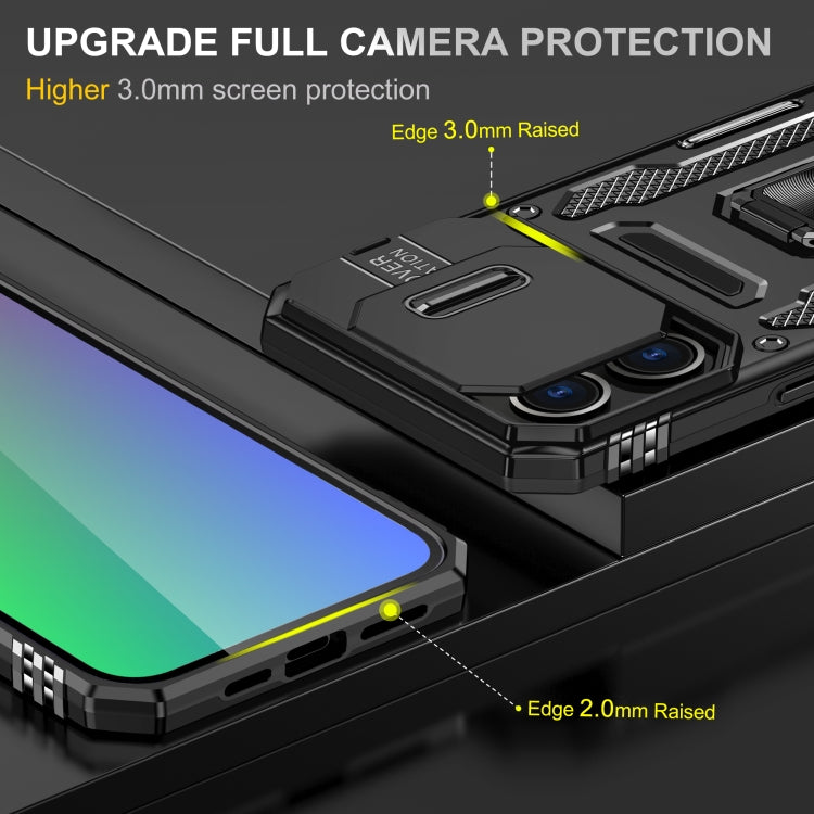 For iPhone 16 Pro Armor PC + TPU Camera Shield Phone Case(Black)