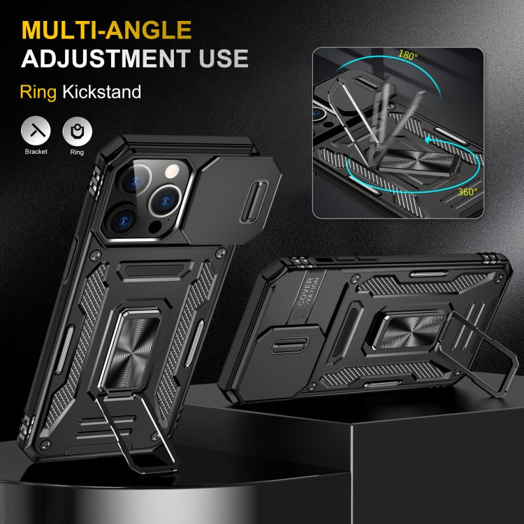 For iPhone 16 Pro Armor PC + TPU Camera Shield Phone Case(Black)