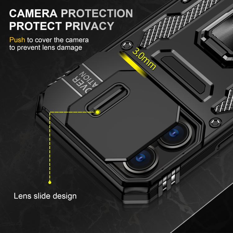For iPhone 16 Pro Armor PC + TPU Camera Shield Phone Case(Black)