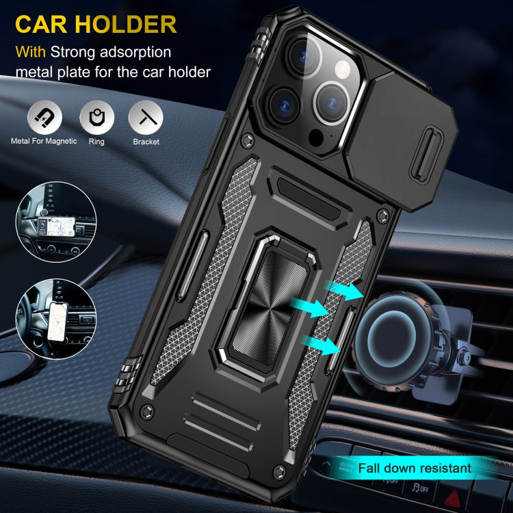 For iPhone 16 Pro Armor PC + TPU Camera Shield Phone Case(Black)