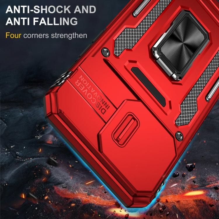 For iPhone 16 Pro Armor PC + TPU Camera Shield Phone Case(Red)