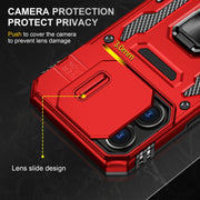 For iPhone 16 Pro Armor PC + TPU Camera Shield Phone Case(Red)
