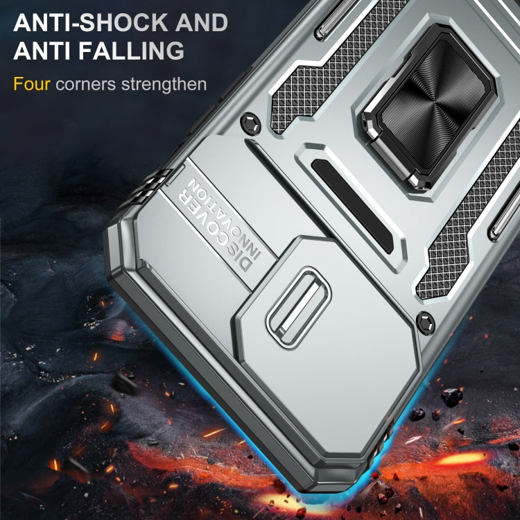 For iPhone 16 Pro Armor PC + TPU Camera Shield Phone Case(Grey)