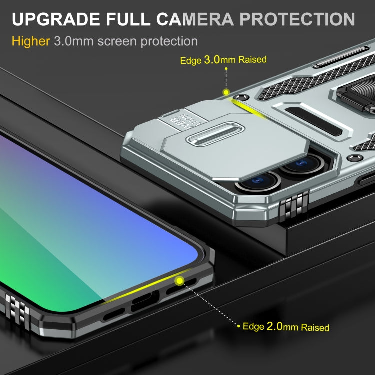For iPhone 16 Pro Armor PC + TPU Camera Shield Phone Case(Grey)
