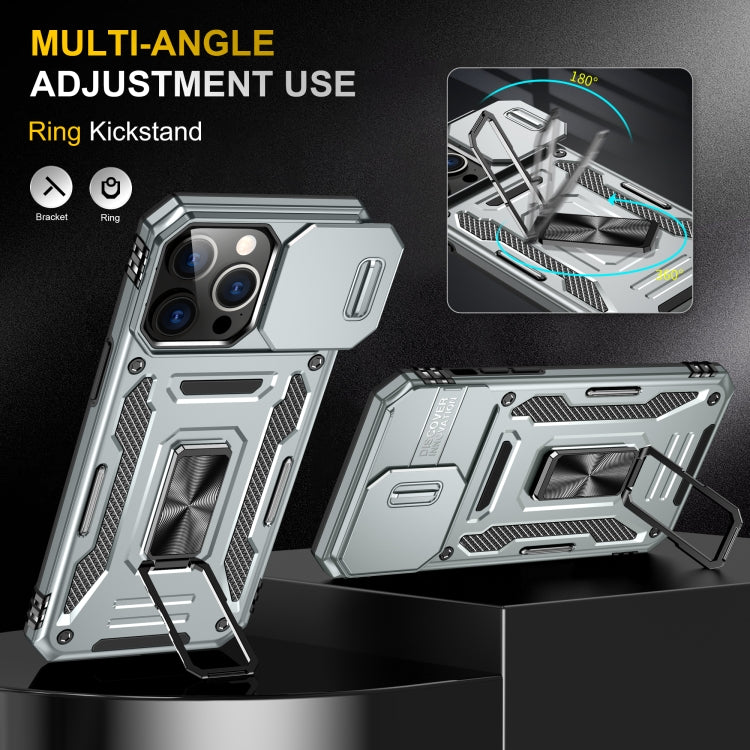 For iPhone 16 Pro Armor PC + TPU Camera Shield Phone Case(Grey)