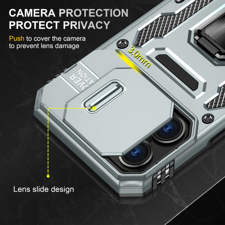 For iPhone 16 Pro Armor PC + TPU Camera Shield Phone Case(Grey)