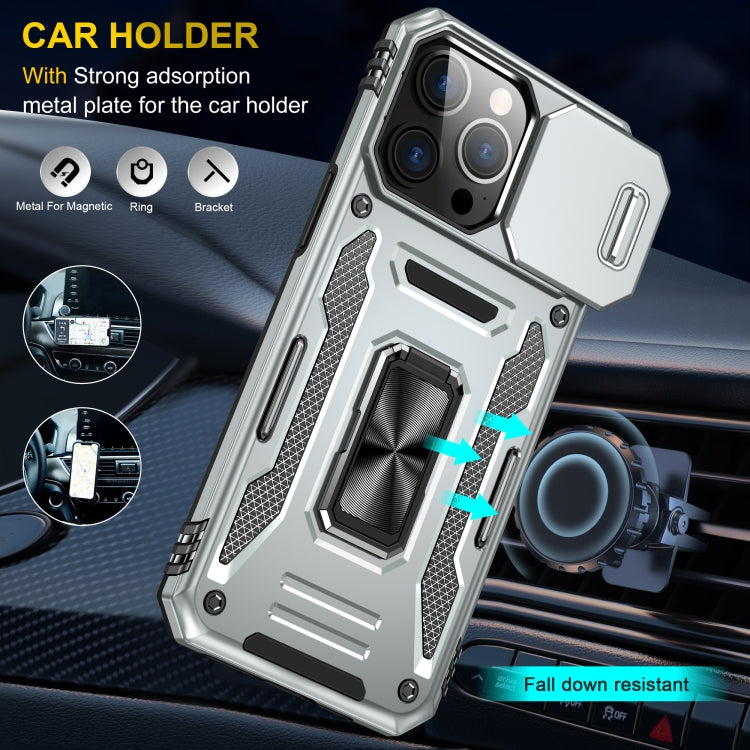 For iPhone 16 Pro Armor PC + TPU Camera Shield Phone Case(Grey)