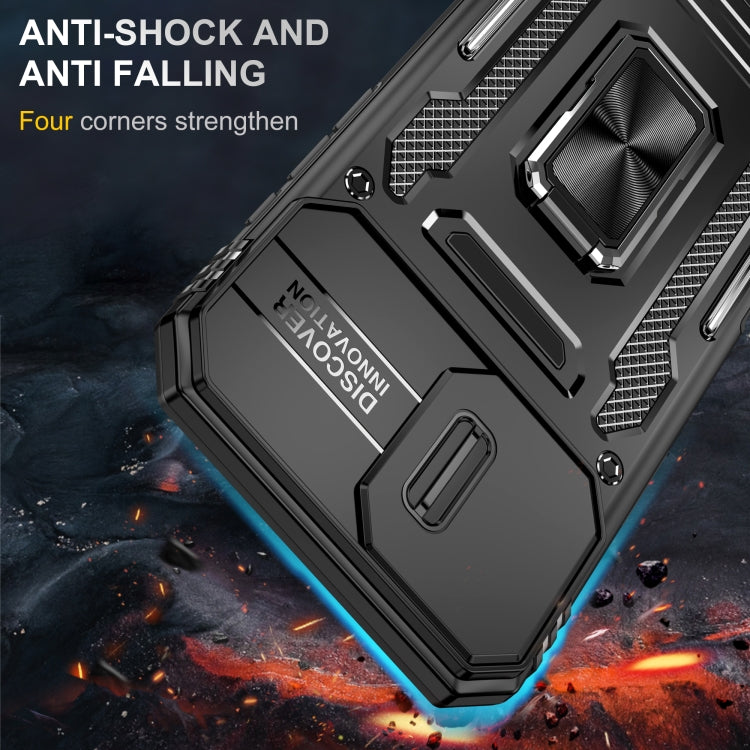For iPhone 16 Plus Armor PC + TPU Camera Shield Phone Case(Black)