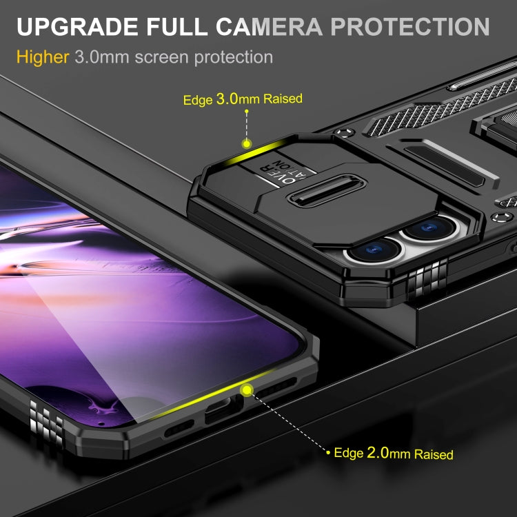For iPhone 16 Plus Armor PC + TPU Camera Shield Phone Case(Black)