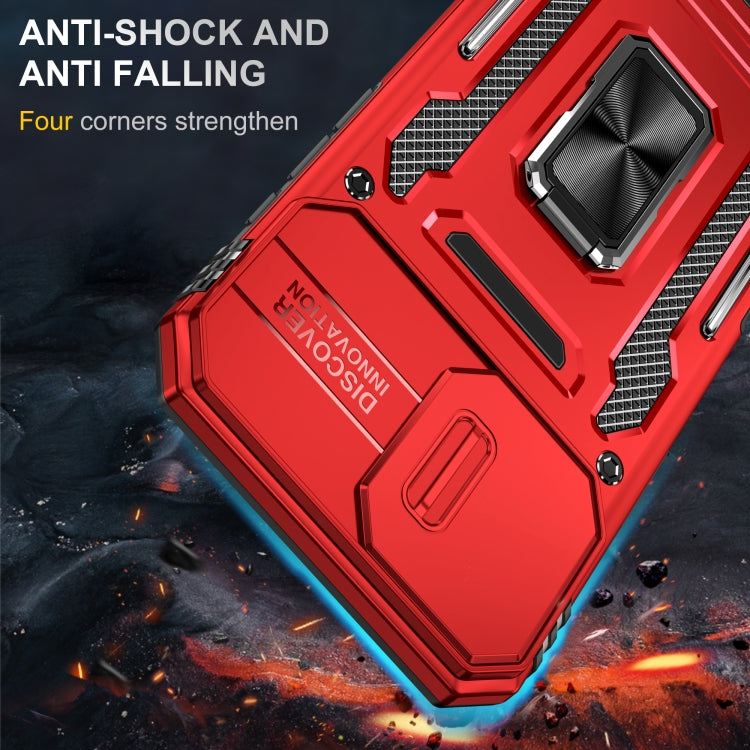 For iPhone 16 Plus Armor PC + TPU Camera Shield Phone Case(Red)