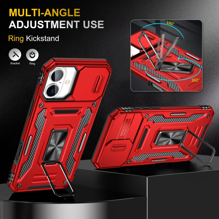 For iPhone 16 Plus Armor PC + TPU Camera Shield Phone Case(Red)