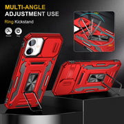 For iPhone 16 Plus Armor PC + TPU Camera Shield Phone Case(Red)