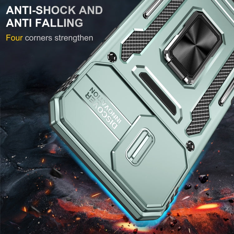 For iPhone 16 Armor PC + TPU Camera Shield Phone Case(Alpine Green)