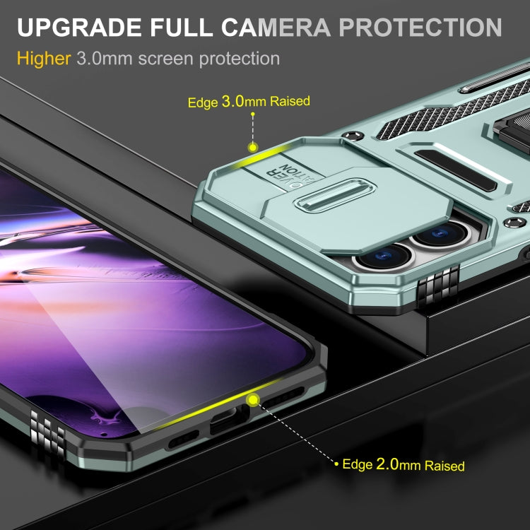 For iPhone 16 Armor PC + TPU Camera Shield Phone Case(Alpine Green)