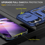 For iPhone 16 Armor PC + TPU Camera Shield Phone Case(Navy Blue)
