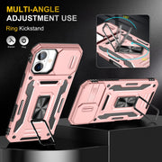 For iPhone 16 Armor PC + TPU Camera Shield Phone Case(Rose Gold)