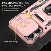 For iPhone 16 Armor PC + TPU Camera Shield Phone Case(Rose Gold)