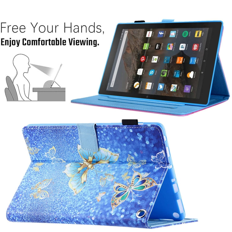 For Amazon Fire Max 11 2023 Colored Drawing Smart Leather Tablet Case(Golden Butterfly)