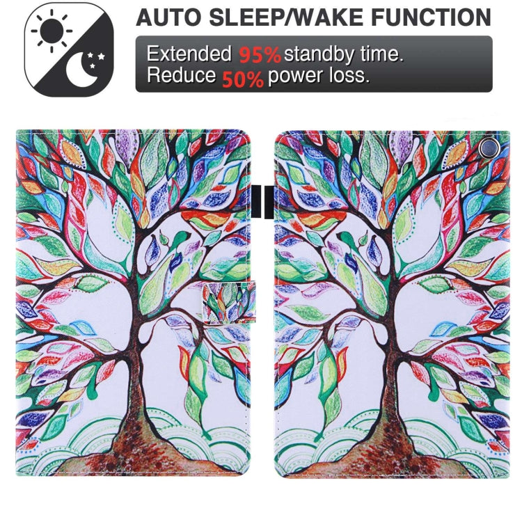 For Amazon Fire Max 11 2023 Colored Drawing Smart Leather Tablet Case(Life Tree)
