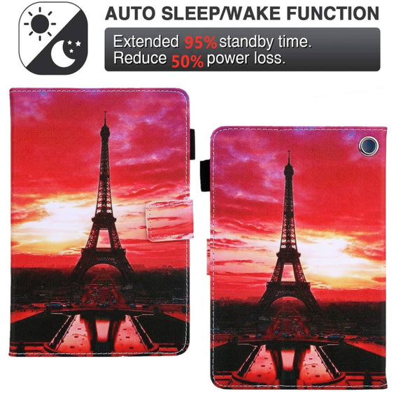For Amazon Fire Max 11 2023 Colored Drawing Leather Smart Tablet Case(Evening Tower)