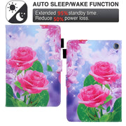 For Amazon Fire Max 11 2023 Colored Drawing Leather Smart Tablet Case(Red Rose)