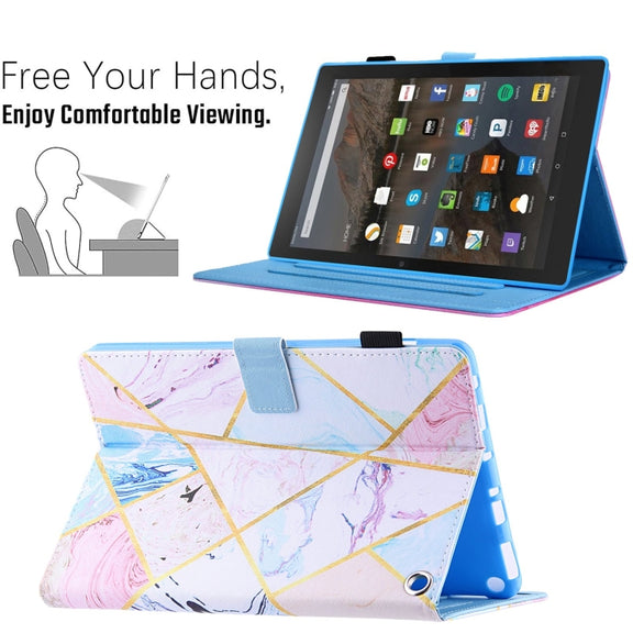 For Amazon Fire Max 11 2023 Colored Drawing Leather Smart Tablet Case(Geometric Marble)