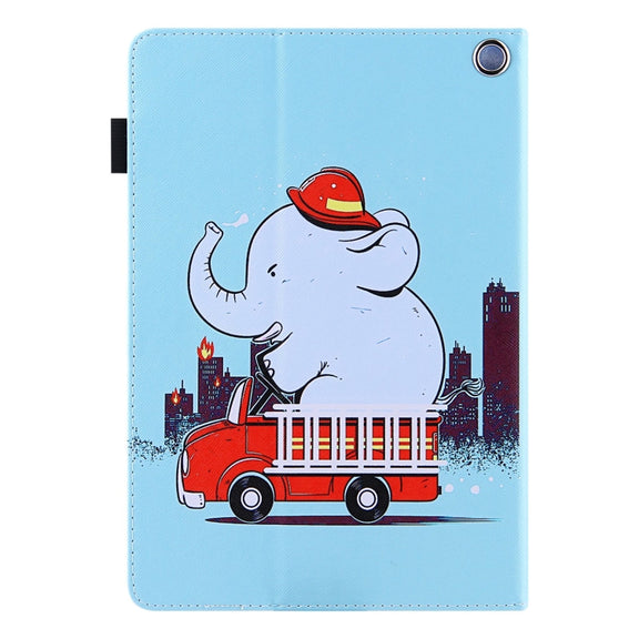 For Amazon Fire Max 11 2023 Colored Drawing Leather Smart Tablet Case(Fire Elephant)