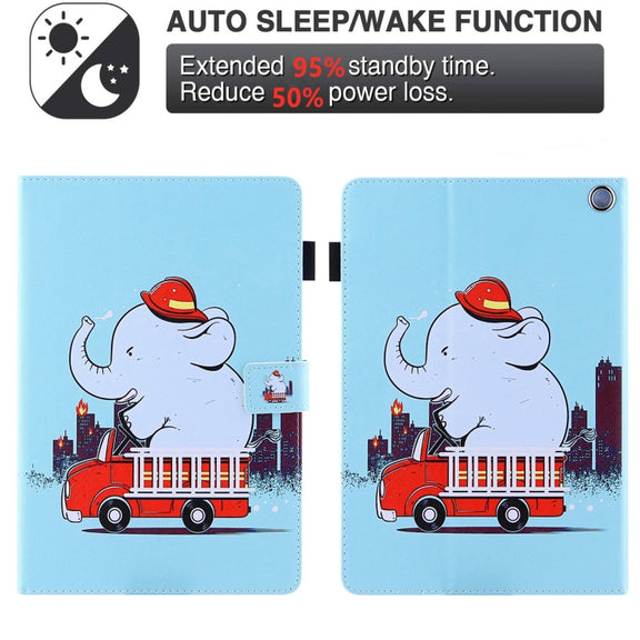 For Amazon Fire Max 11 2023 Colored Drawing Leather Smart Tablet Case(Fire Elephant)